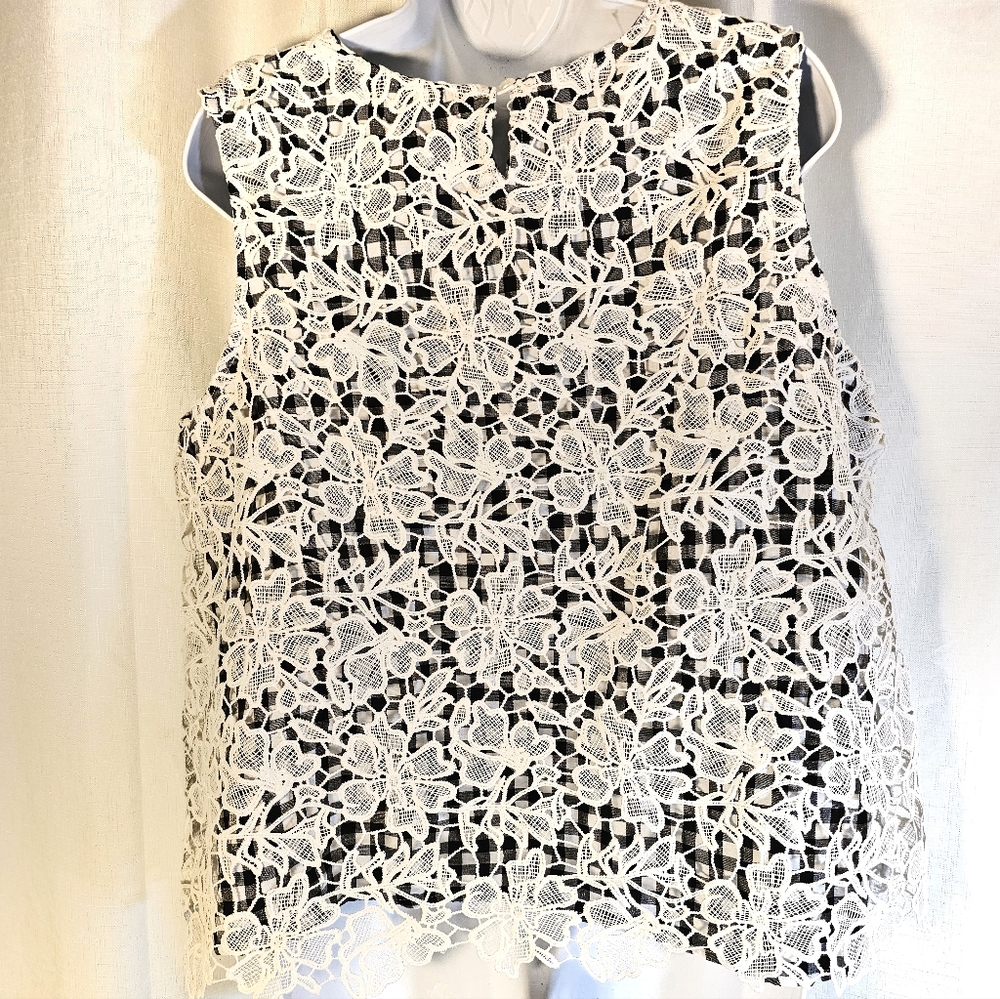 3/$20 Cato L Check Lace Top - Picture 4 of 7